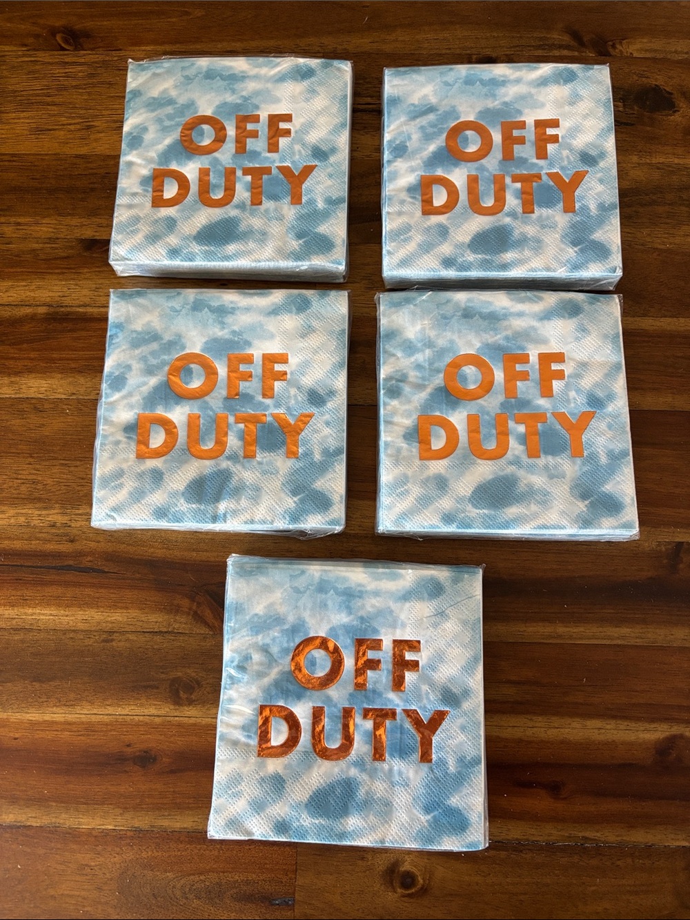 S/5 packages - OFF DUTY Blue Tie-Dye Paper Cocktail Napkins from World Market
